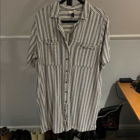 Universal Thread Striped Button-Down Dress - Picture 1 of 5